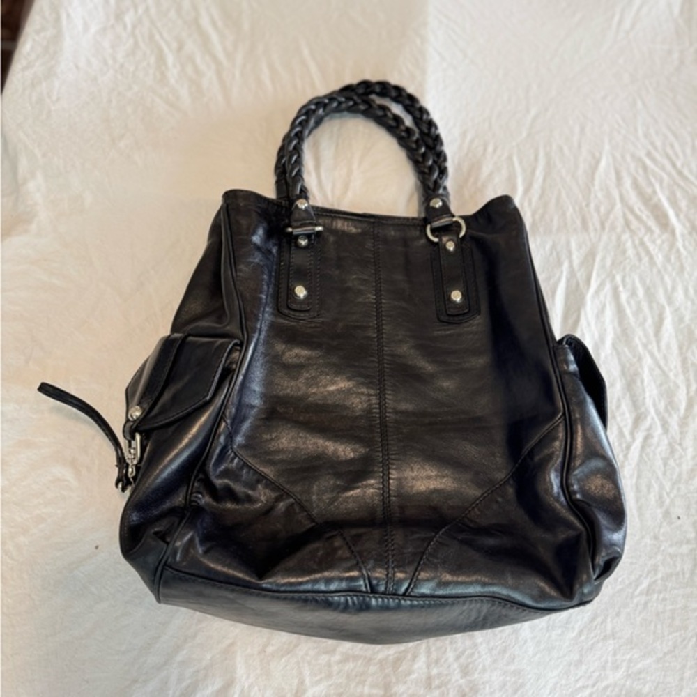 Francesco Biasia Black Leather Tote Bag